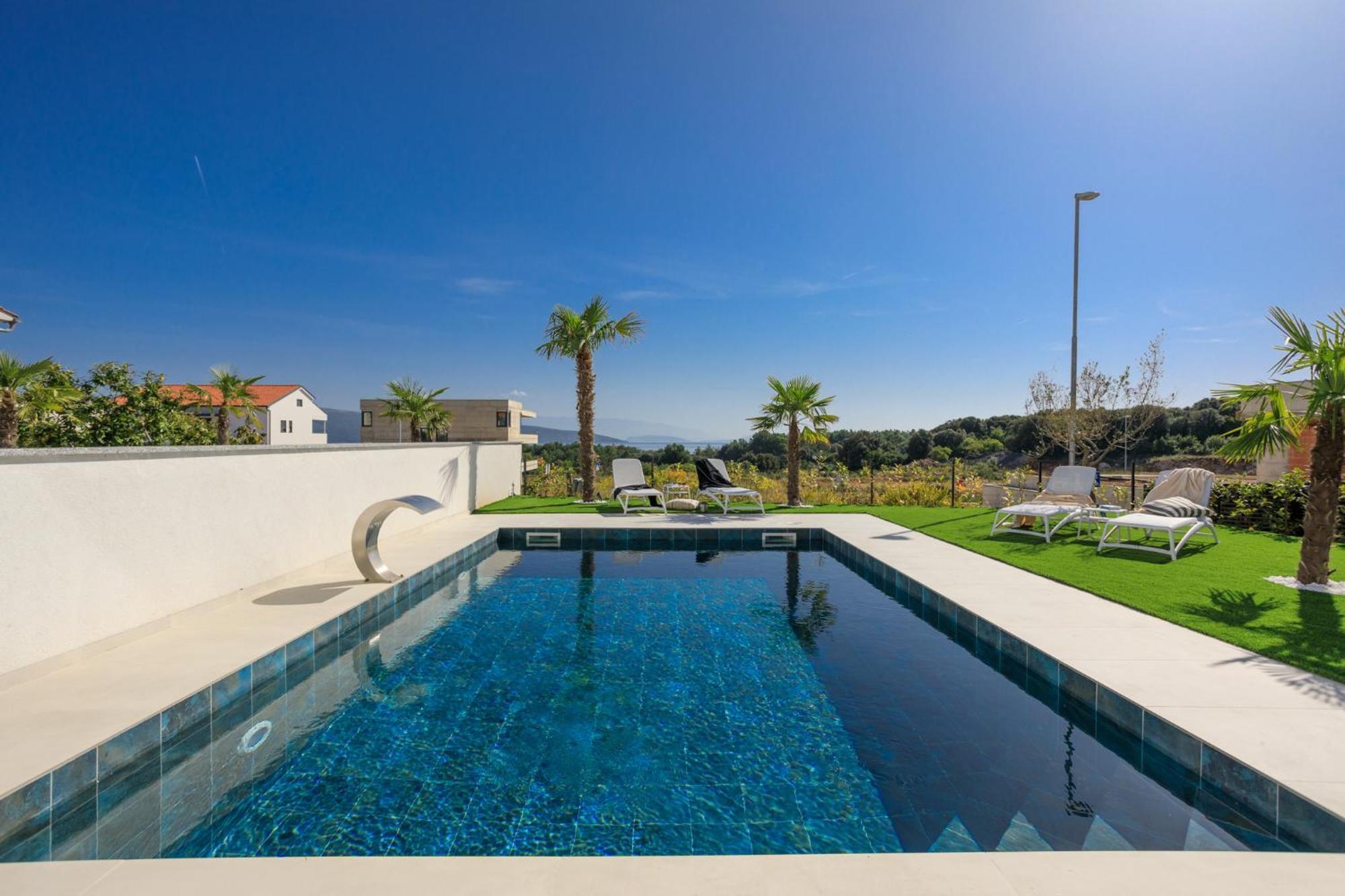 Deluxe Villa With Heated Pool, Whirpool, Sea View Near Beautiful Beach III - By Traveler Tourist Agency Krk Id 2402 Krk Town Eksteriør billede